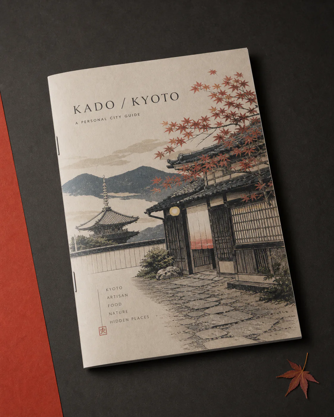Kyoto guide using contemporary woodblock illustration